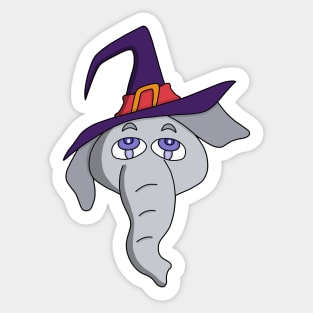 Cute Witch Elephant Sticker